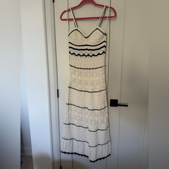 Zara Dresses & Skirts - Zara Cream Crochet Maxi Dress with Black Accents
